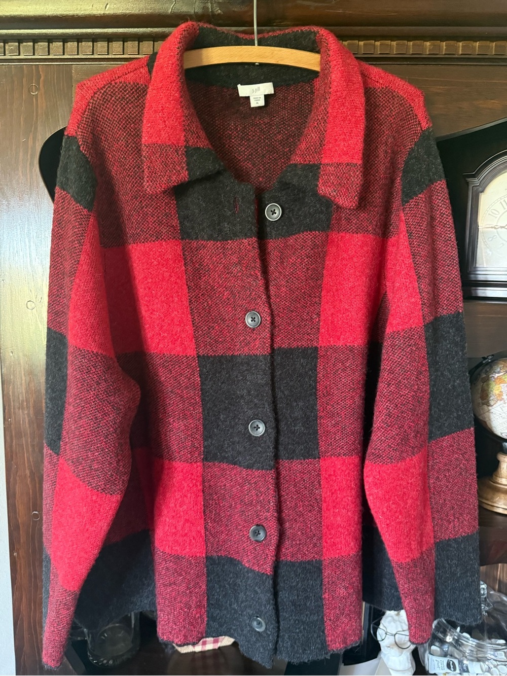 J Jill buffalo plaid button down cardigan sweater